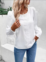 Lace Trim Long Sleeve Blouse