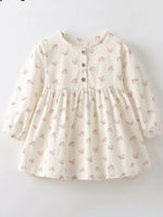 Children's Floral Print Long Sleeve Casual Dress