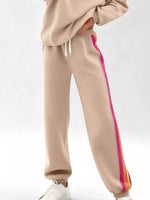 Striped Round Neck Sweatshirt and Pants Set