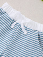 Children's Striped Letter Short Sleeve T-Shirt & Shorts Set