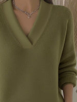 Full Size V-Neck Dropped Shoulder Sweater Plus Size