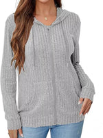 Ribbed Zip Up Hooded Outerwear