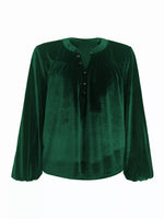 Velvet Balloon Sleeve Blouse