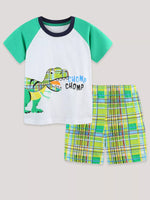 Children's Dinosaur Print T-Shirt & Plaid Shorts Set