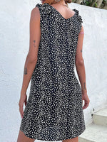Frill Sleeveless Leopard Print Mini Dress