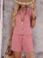 Gingham Sleeveless Top & Shorts Set