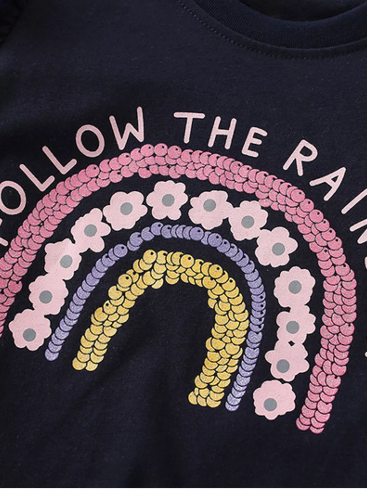 Children's Follow The Rainbow Ruffle Sleeve T-Shirt and Shorts Set