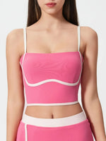 Millennia Contrast Trim Square Neck Active Cami with Detachable Chest Pads