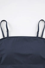 Ribbed Drawstring Sides Cutout One Piece Swimsuit