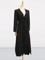 Long Sleeve Bow Front Midi Dress