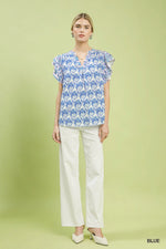 Umgee Double Frill Sleeve Floral Blouse