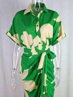 Tie Waist Short Sleeve Shirt Dress
