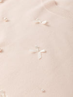 Pearl Embellished Bow Detail Short Sleeve Sweater