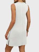 Slit V-Neck Sleeveless Mini Dress