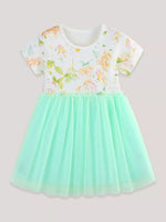 Children's Floral Print Tulle Dress