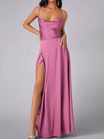 Lace Up Back Split Maxi Dress