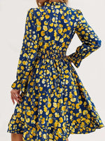 Floral Notched Flounce Sleeve Dress