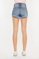 Kancan High Rise Raw Hem Denim Shorts