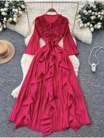 Ruffled A-Line Midi Dress