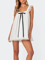 Lace Detail Bow Sleeveless Mini Cami Dress