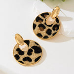 Leopard Circle Dangle Earrings