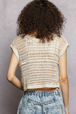 POL Crochet Button-Down Vest with Scalloped Edges