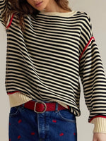 Striped Round Neck Long Sleeve Sweater