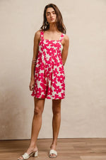 BiBi Floral Prints Tuck Detail Short Overall With Pockets
