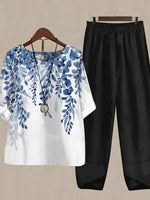 Printed Half Sleeve Top and Pants Set