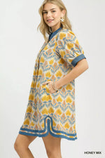 Umgee Mix Tile Print Mini Dress