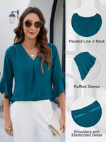 V-Neck Ruffle Sleeve Blouse
