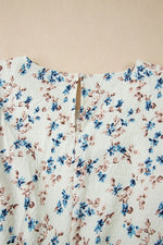 Floral Puff Short Sleeve Empire Waist Mini Dress