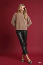 Umgee Round Neck Long Sleeve Side Slit Top