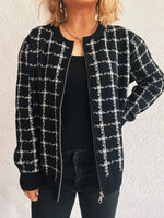 Plaid Pattern Zip Up Cardigan