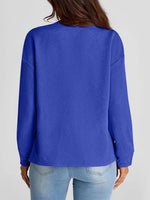 Full Size Texture Round Neck Long Sleeve Sweatshirt