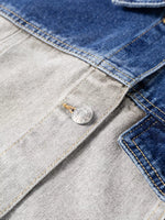 Color Block Patchwork Raw Hem Denim Jacket