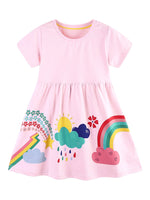 Children's Rainbow Print Short Sleeve Casual Dress