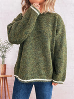 Contrast Trim Round Neck Cozy Sweater