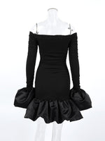 Off-Shoulder Ruffle Hem Mini Dress