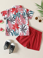 Children's Tropical Leaf Print Shirt & Shorts Set