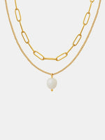 Freshwater Pearl Titanium Steel Double-Layered Necklace