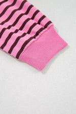 Stripe V Neck Drop Shoulder Long Sleeve Top