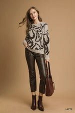 Umgee Heart Print Crew Neck Sweater