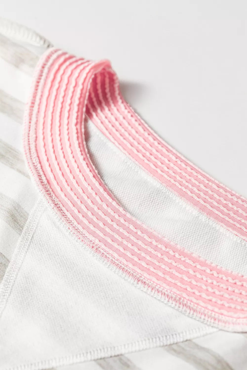 Twisted Rib Trim Striped Round Neck Loose Pullover Sweatshirt
