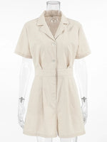 Button-Front Short Sleeve Romper