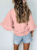 Ruffle Trim Half Sleeve Blouse
