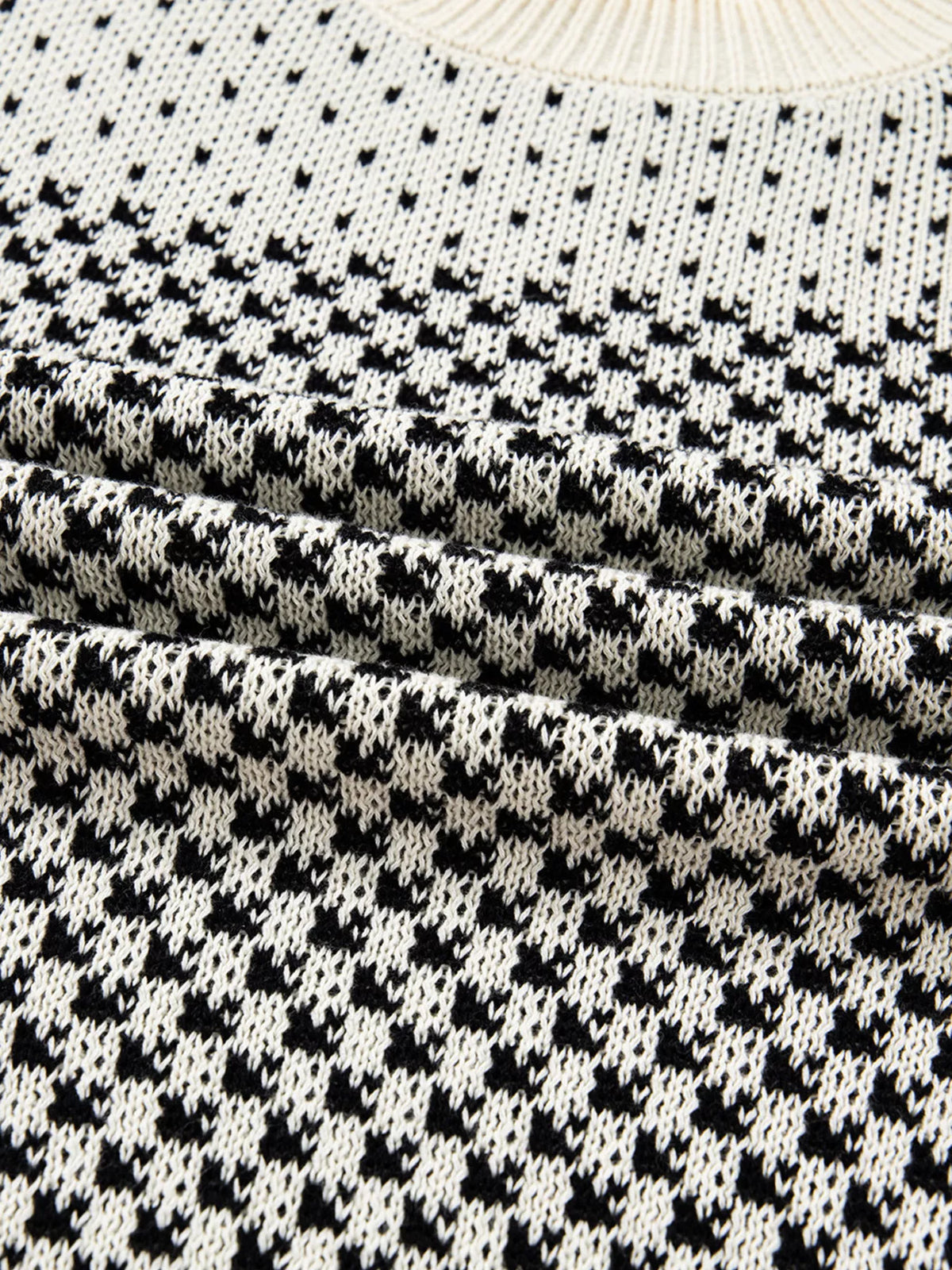 Contrast Color Pattern Lantern Sleeve Sweater