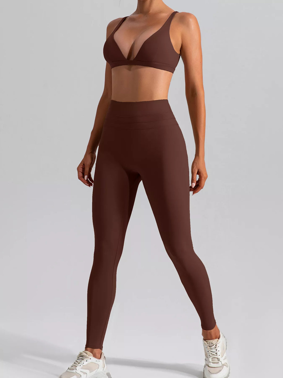 V-Neck Tank and High-Waisted Seamless Pants Active Set