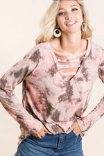 Tie Dye French Terry V-neck Top