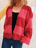 Color Block Open Front Cardigan